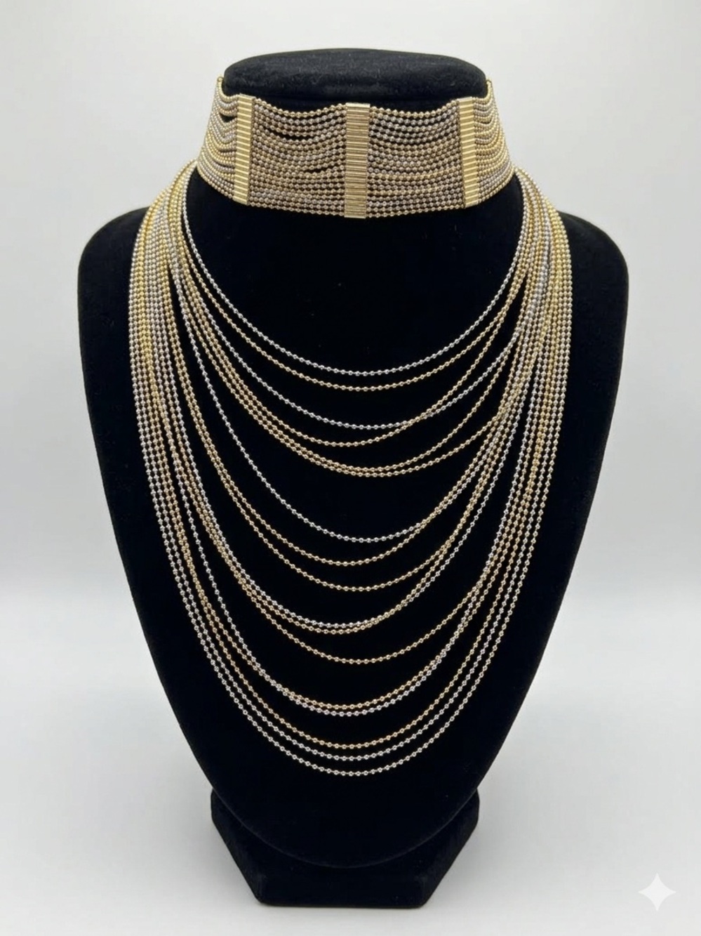 Tricolor Waterfall Statement Choker by Natasha